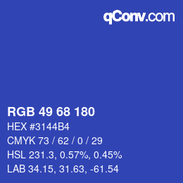 Color code: RGB 49 68 180 | qconv.com