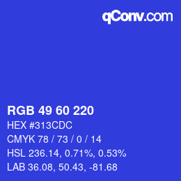 Code couleur: RGB 49 60 220 | qconv.com