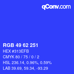 Color code: RGB 49 62 251 | qconv.com