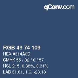 Código de color: RGB 49 74 109 | qconv.com