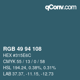 Código de color: RGB 49 94 108 | qconv.com