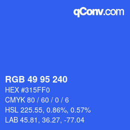 Farbcode: RGB 49 95 240 | qconv.com