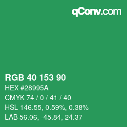 カラーコード: RGB 40 153 90 | qconv.com