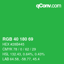 Code couleur: RGB 40 180 69 | qconv.com