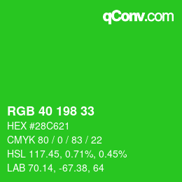 Code couleur: RGB 40 198 33 | qconv.com