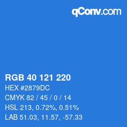 Code couleur: RGB 40 121 220 | qconv.com