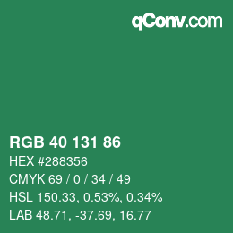 Color code: RGB 40 131 86 | qconv.com