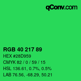 Color code: RGB 40 217 89 | qconv.com