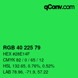 Color code: RGB 40 225 79 | qconv.com