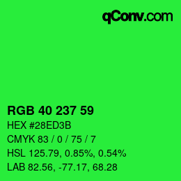 Código de color: RGB 40 237 59 | qconv.com