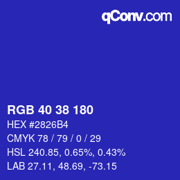 Código de color: RGB 40 38 180 | qconv.com