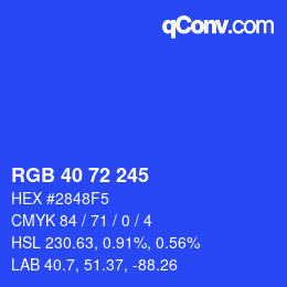 Color code: RGB 40 72 245 | qconv.com