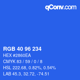 Code couleur: RGB 40 96 234 | qconv.com