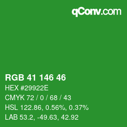 Código de color: RGB 41 146 46 | qconv.com