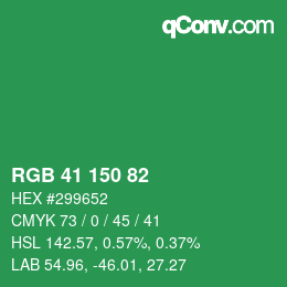 カラーコード: RGB 41 150 82 | qconv.com