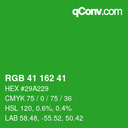 Color code: RGB 41 162 41 | qconv.com