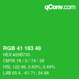 Color code: RGB 41 183 48 | qconv.com