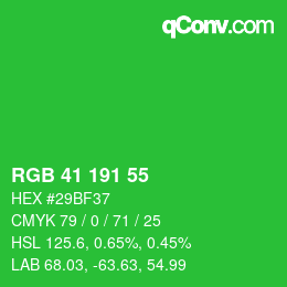 カラーコード: RGB 41 191 55 | qconv.com