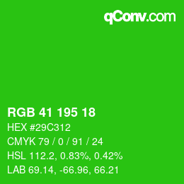 Code couleur: RGB 41 195 18 | qconv.com