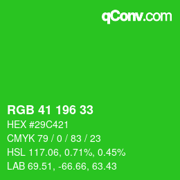 Code couleur: RGB 41 196 33 | qconv.com