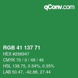 Código de color: RGB 41 137 71 | qconv.com