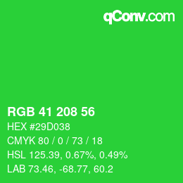 Color code: RGB 41 208 56 | qconv.com