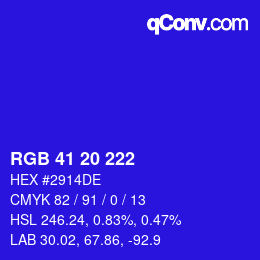 Code couleur: RGB 41 20 222 | qconv.com