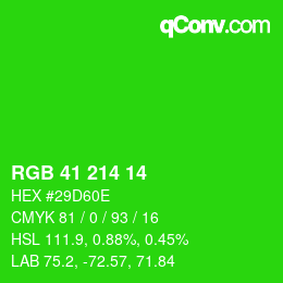 Código de color: RGB 41 214 14 | qconv.com