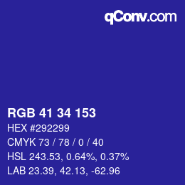 Color code: RGB 41 34 153 | qconv.com