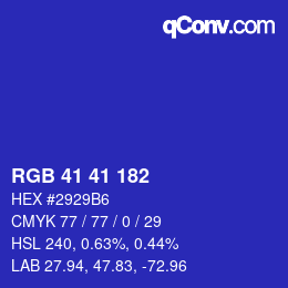 Farbcode: RGB 41 41 182 | qconv.com