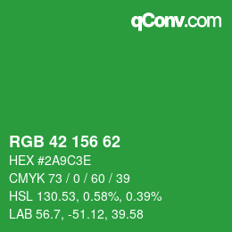 Color code: RGB 42 156 62 | qconv.com