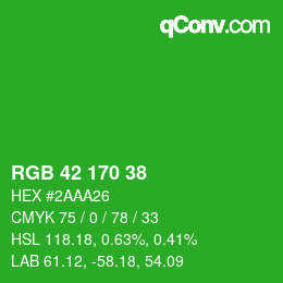 Color code: RGB 42 170 38 | qconv.com