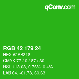 Color code: RGB 42 179 24 | qconv.com