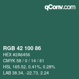 Code couleur: RGB 42 100 86 | qconv.com