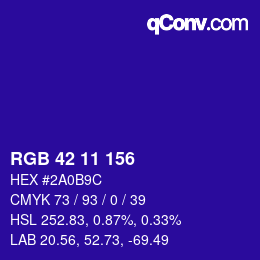 Code couleur: RGB 42 11 156 | qconv.com