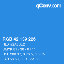 Código de color: RGB 42 139 226 | qconv.com