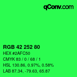 Código de color: RGB 42 252 80 | qconv.com