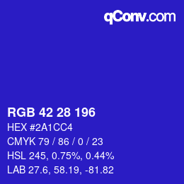 カラーコード: RGB 42 28 196 | qconv.com