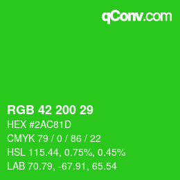 カラーコード: RGB 42 200 29 | qconv.com