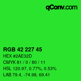 Color code: RGB 42 227 45 | qconv.com