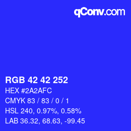 カラーコード: RGB 42 42 252 | qconv.com