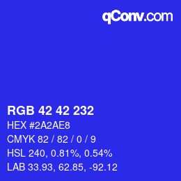 Color code: RGB 42 42 232 | qconv.com