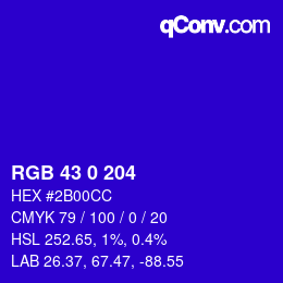 カラーコード: RGB 43 0 204 | qconv.com