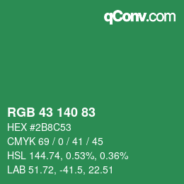 Color code: RGB 43 140 83 | qconv.com