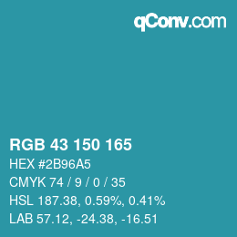 Código de color: RGB 43 150 165 | qconv.com