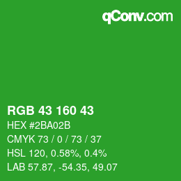 Color code: RGB 43 160 43 | qconv.com