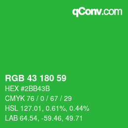 Color code: RGB 43 180 59 | qconv.com