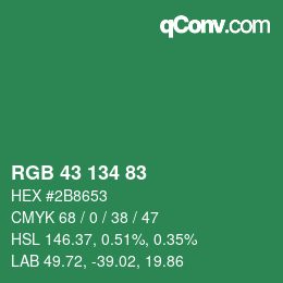 Color code: RGB 43 134 83 | qconv.com