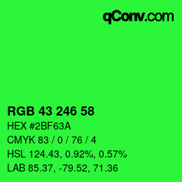 Code couleur: RGB 43 246 58 | qconv.com