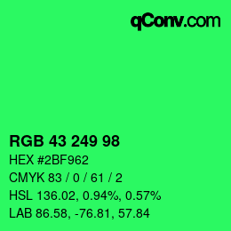 Color code: RGB 43 249 98 | qconv.com